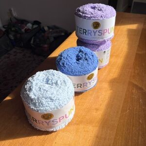 Lion Brand TerrySpun Plush Yarn - Light Blue, Periwinkle, Lavender